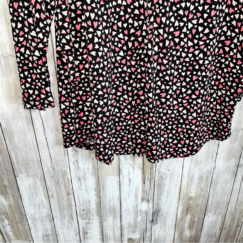 Charter Club Heart Print Blouse XLP Plus Size Black Pink V Neck 3/4 Sleeve Top - Picture 5 of 6